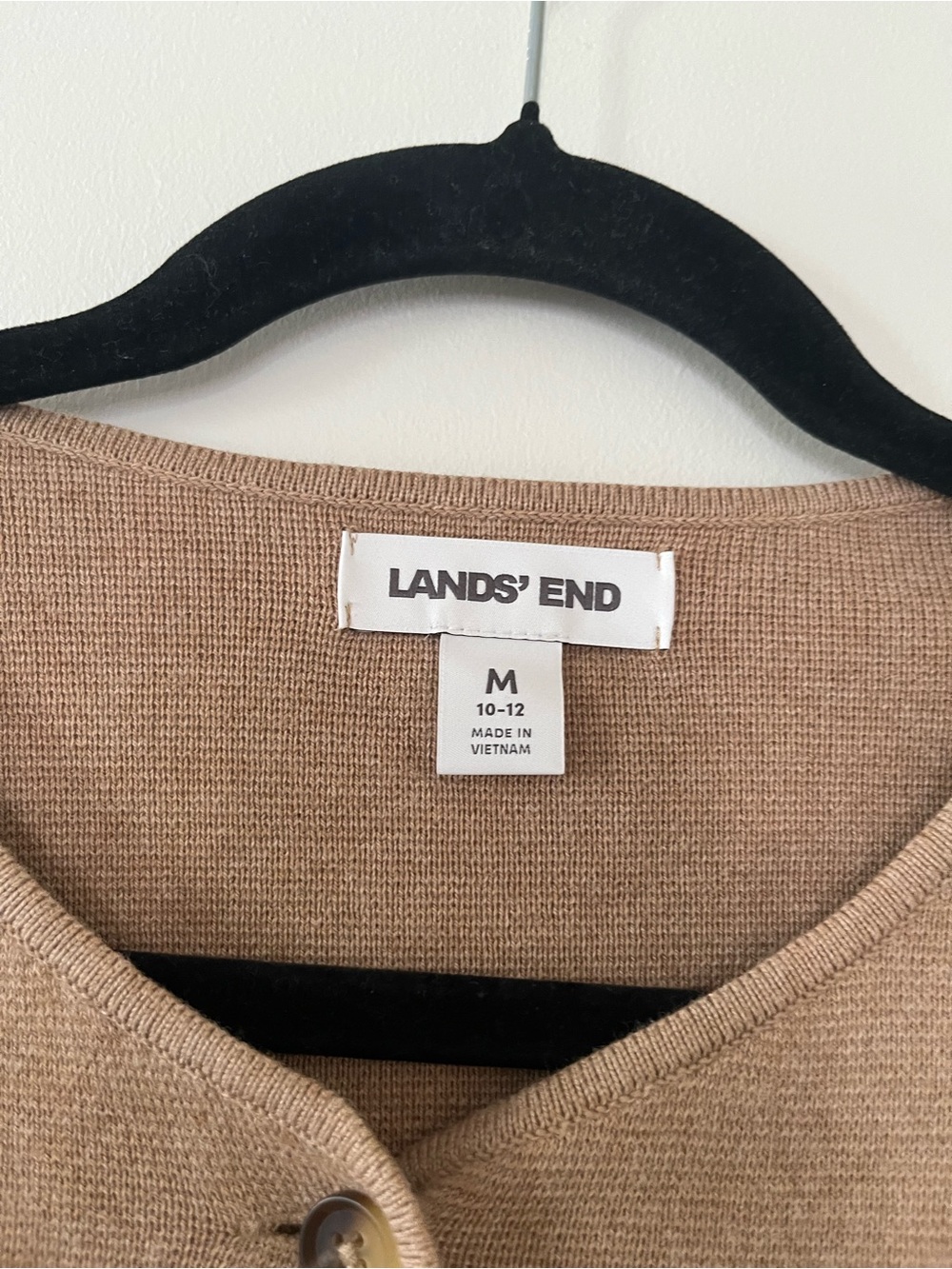 Land's End 100% Cotton Camel Brown Button Up Cardigan Medium Quiet Luxury - Picture 2 of 6